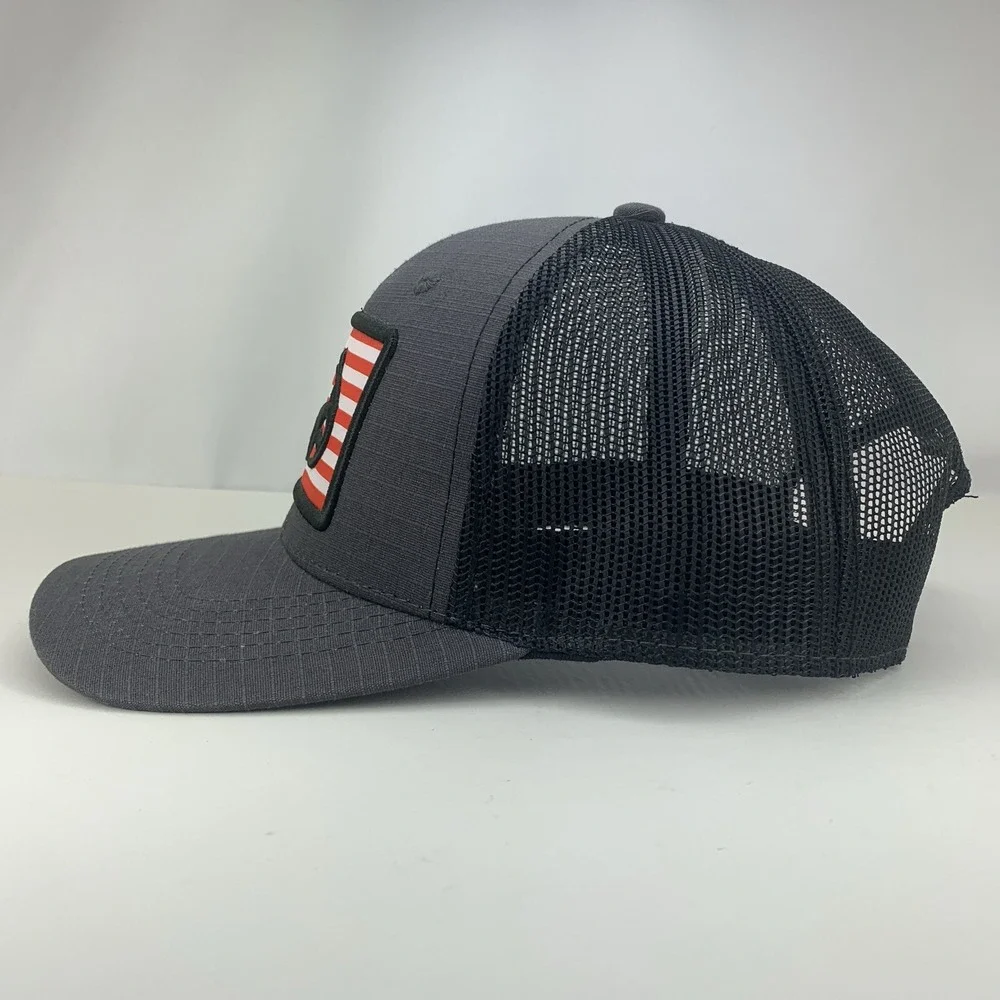Realtree US Flag Hat Gray Adjustable Snapback Black Mesh Outdoor Cap Antler Logo